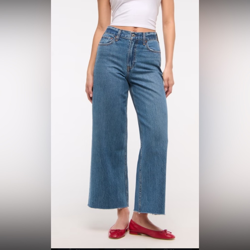 Abercrombie & Fitch High Rise Crop Wide Leg - raw hem. NWT 00/24